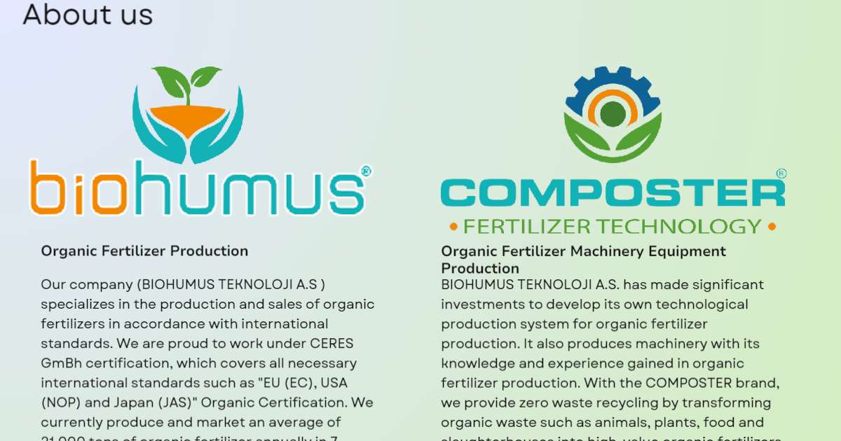 Biohumus Organic Fertilizer About Us Official Web Page.